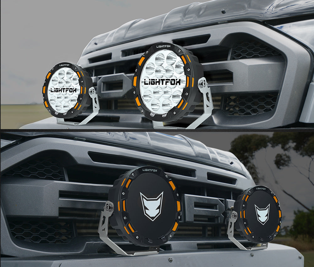 LIGHTFOX 7inch LED Driving Lights Round Spotlights Offroad Truck Headlights