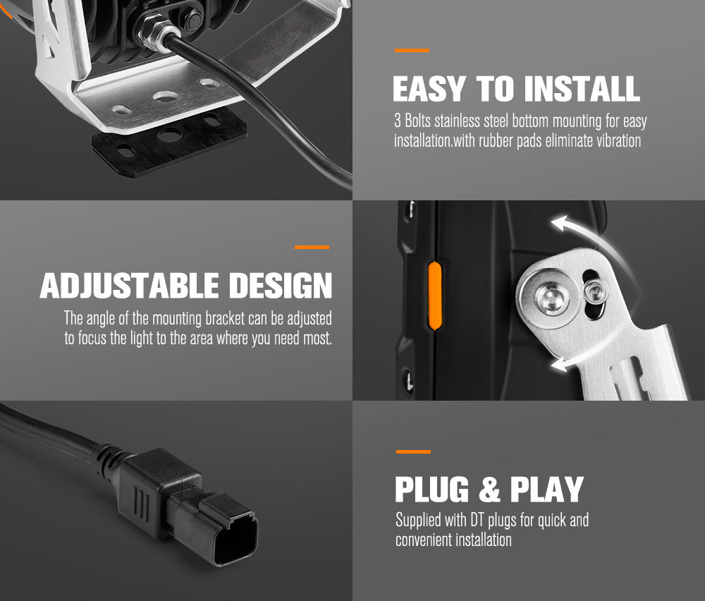 LIGHTFOX 7inch LED Driving Lights Round Spotlights Offroad Truck Headlights