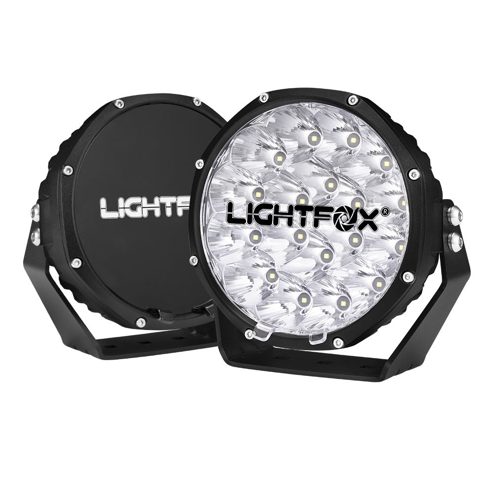 LIGHTFOX 7" LED Driving Light OSRAM Spot Lights Black Round Offroad Truck SUV 4x4
