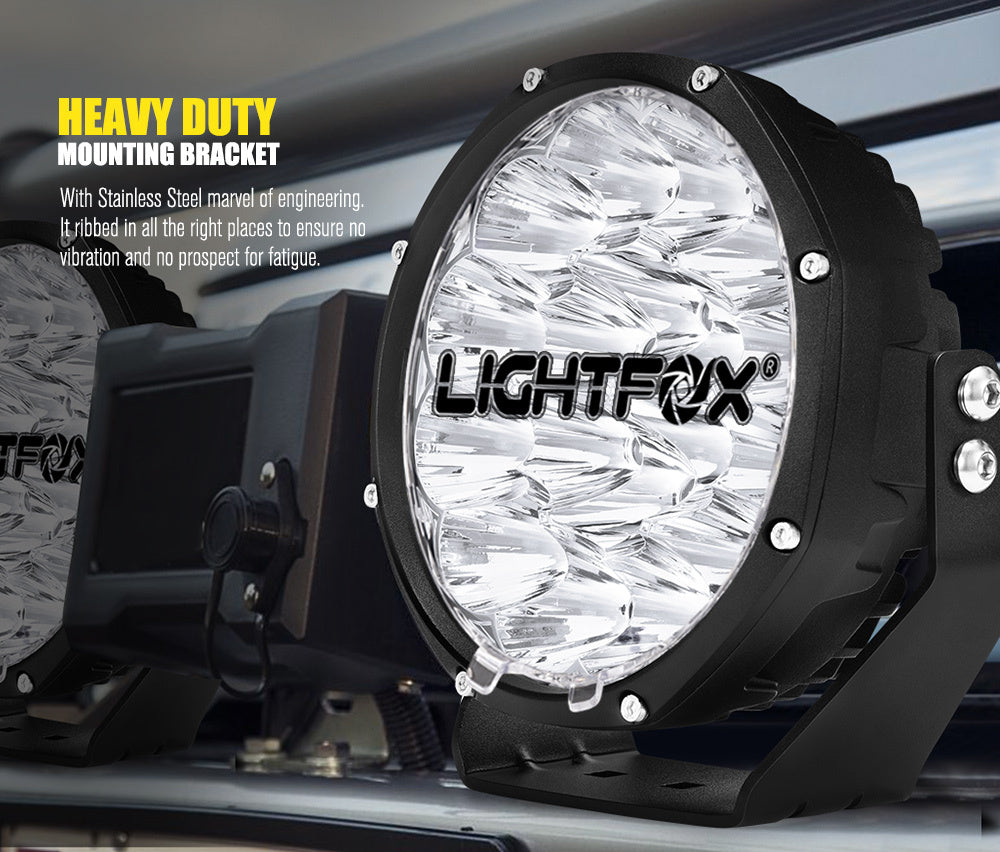 LIGHTFOX 7" LED Driving Light OSRAM Spot Lights Black Round Offroad Truck SUV 4x4
