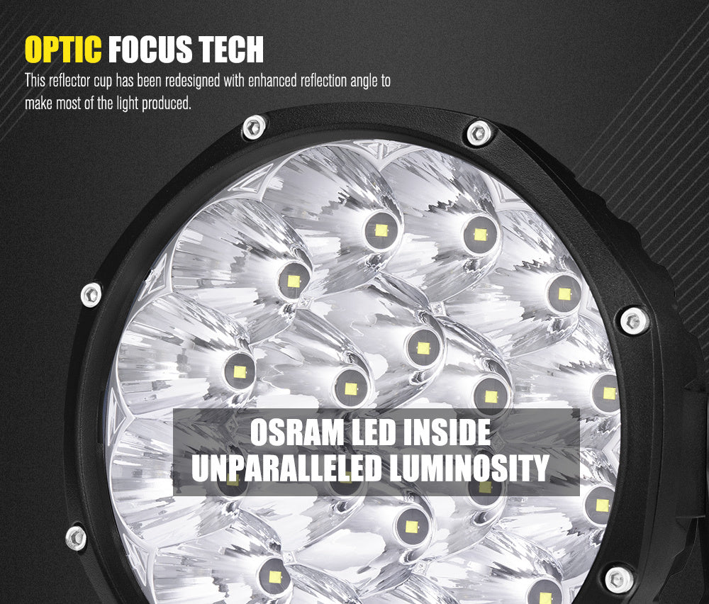 LIGHTFOX 7" LED Driving Light OSRAM Spot Lights Black Round Offroad Truck SUV 4x4