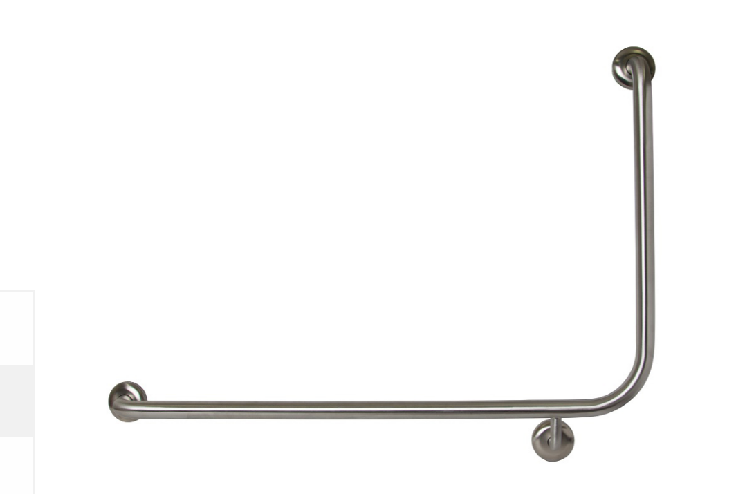 Dolphy wall mount safety grab rail (left) stainless steel 600 x 950 mm -  silver