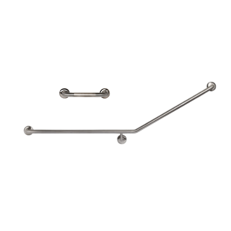 Dolphy 30° flush mount side wall stainless steel grab rail 840 x 700 mm lh - silver