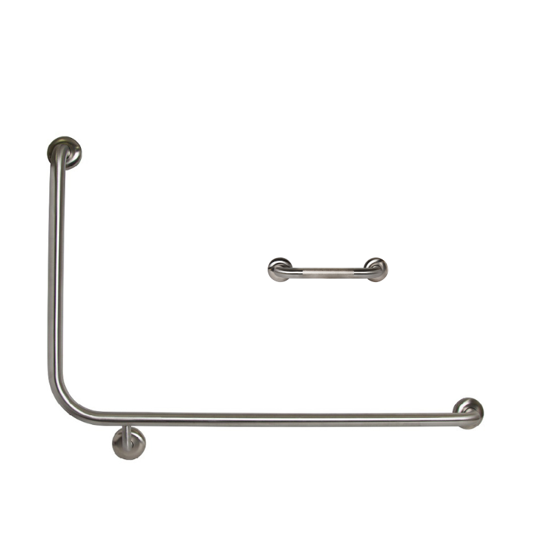 Dolphy 90° flush mount side wall grab rail stainless steel 950 x 600mm rh - silver
