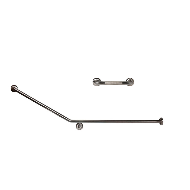 Dolphy 30° flush mount rear side wall grab rails stainless steel 950 x 700 mm rh - silver