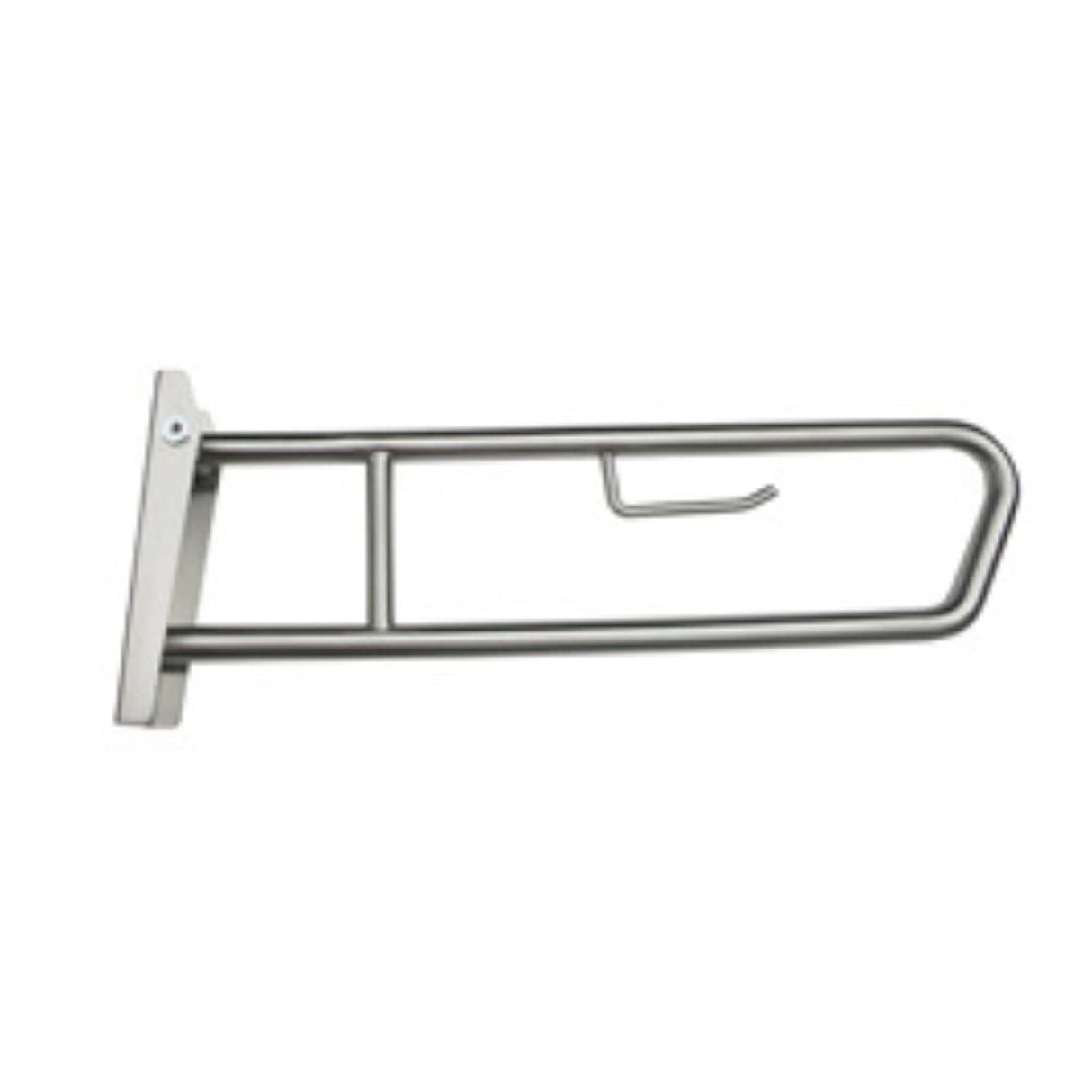 Dolphy pull down stainless steel grab rail  with toilet roll holder 850 x 315 mm - silver