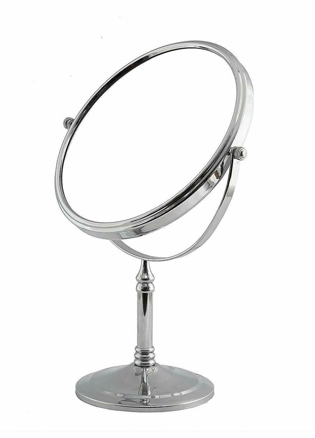 Dolphy dual sided 360° led 5x tabletop magnifying mirror 8 inch - silver