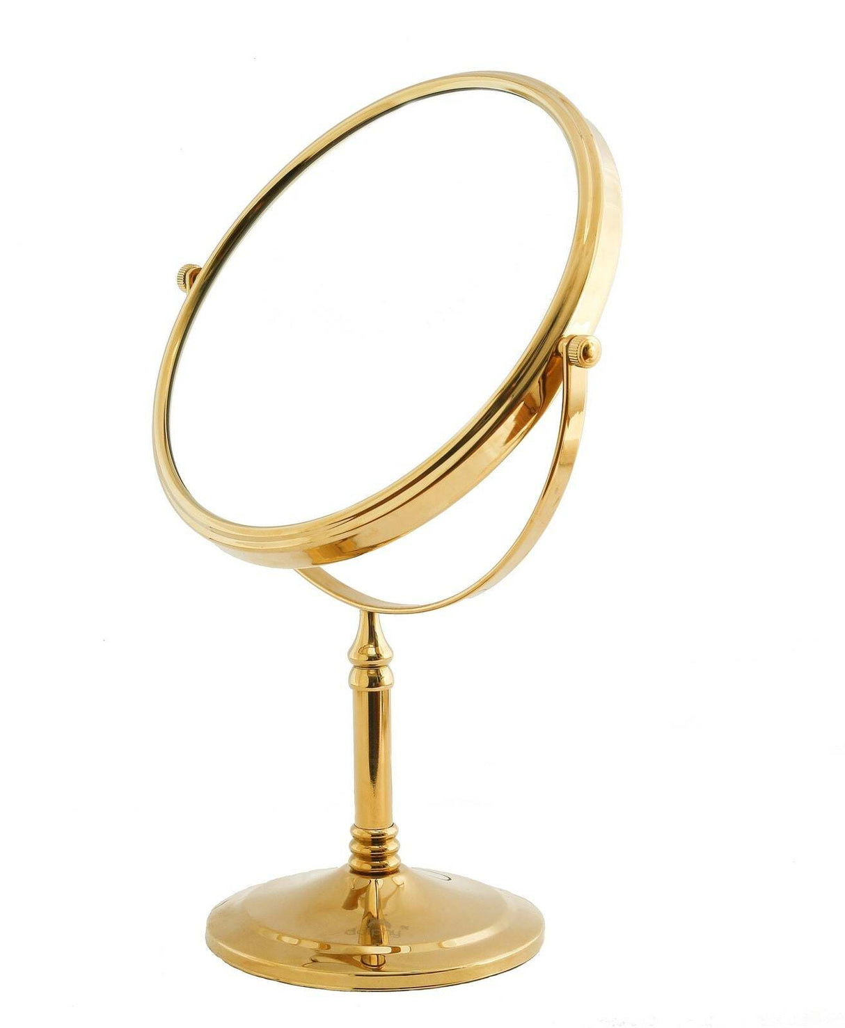Dolphy dual sided 360° led 5x tabletop magnifying mirror 8 inch - golden