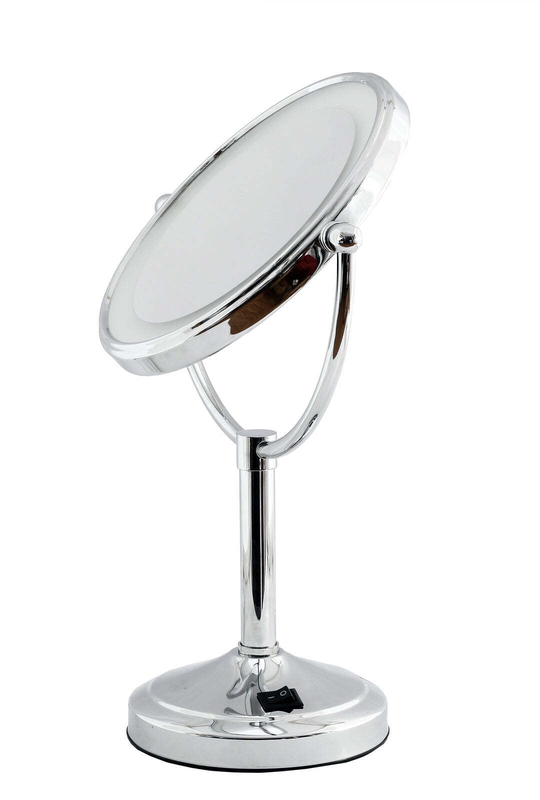 Dolphy dual sided 360° led 5x tabletop magnifying mirror 8 inch - silver