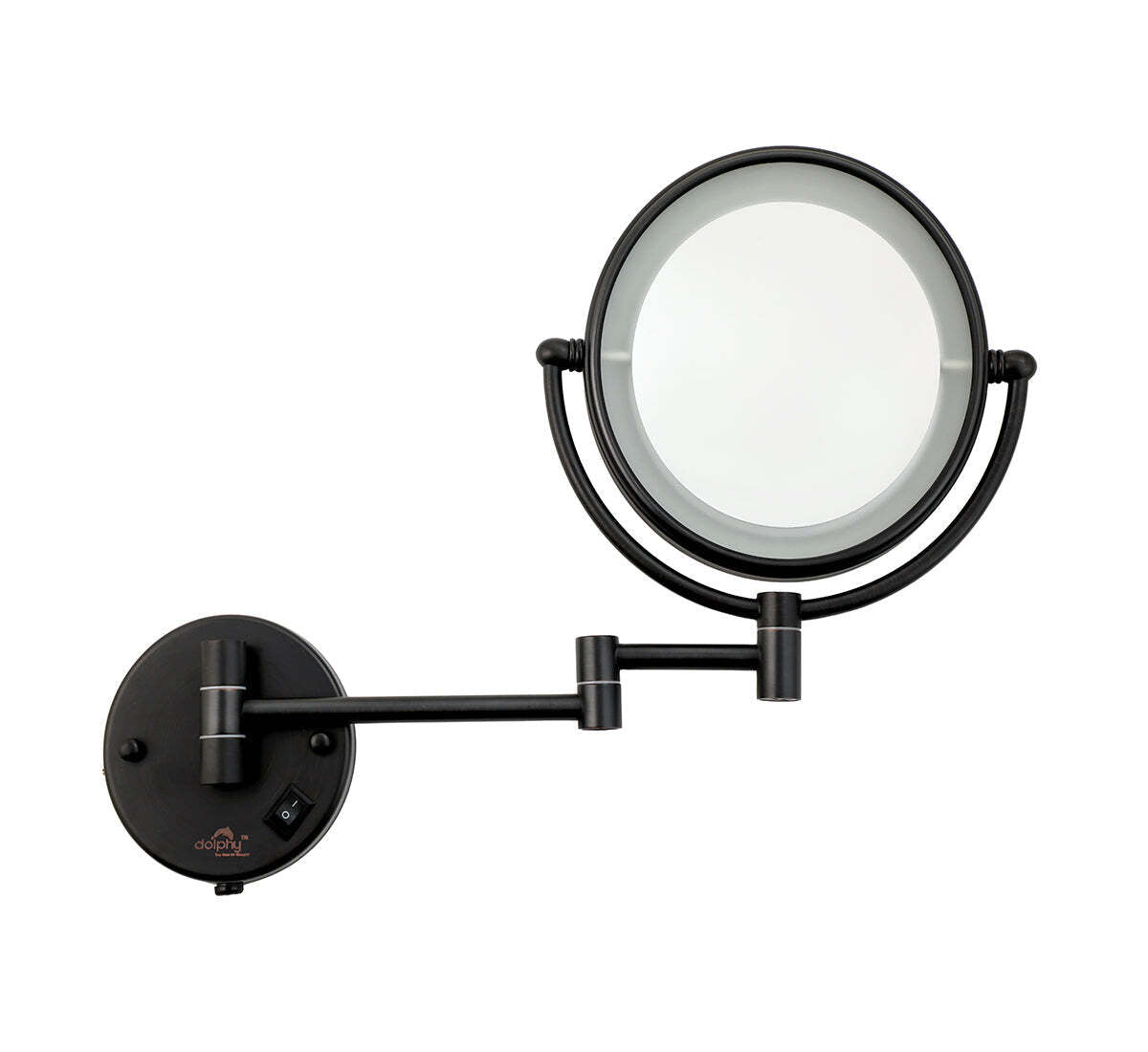 Dolphy dual sided led wall mount 5x magnifying mirror 8inch - black