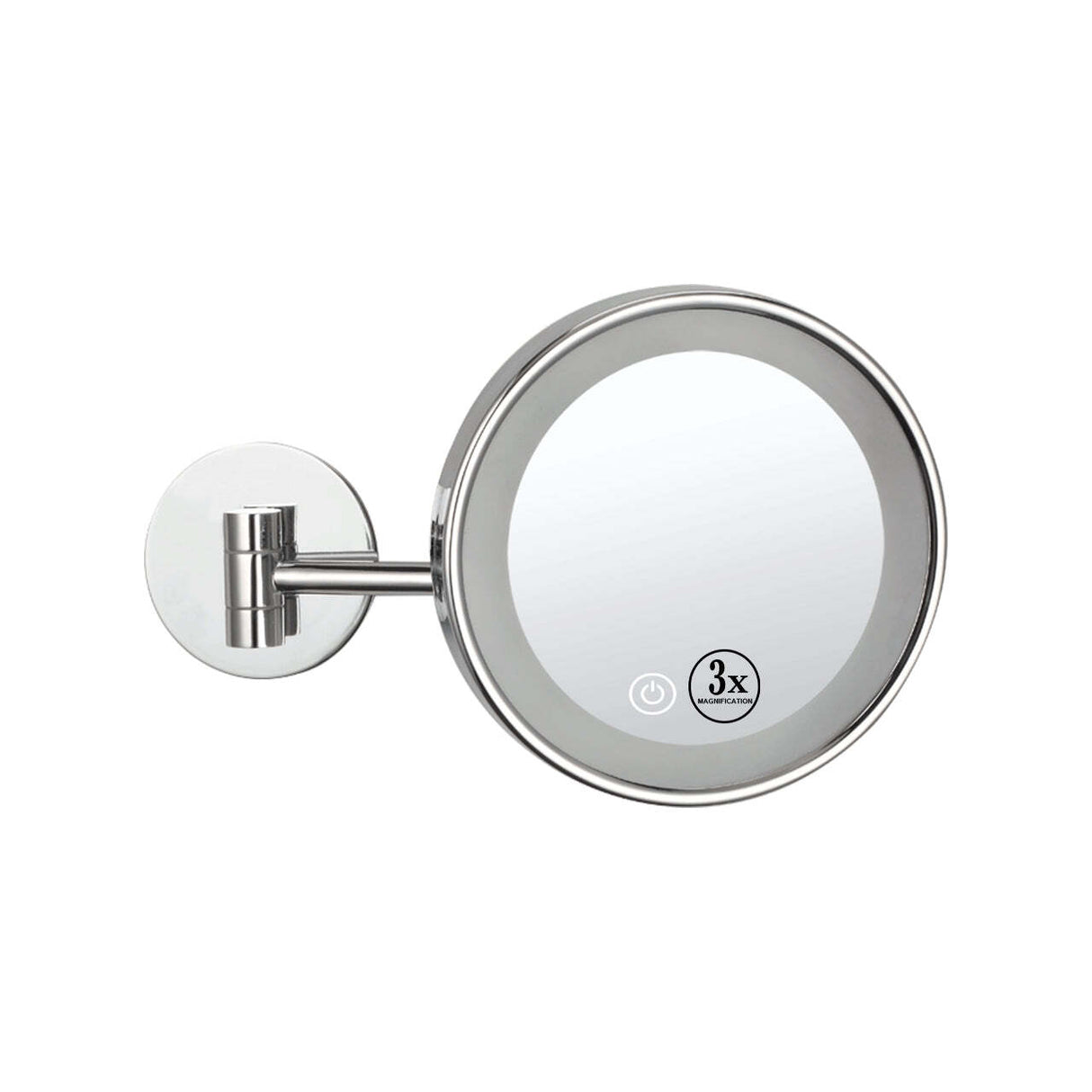Dolphy one side round led wall mounted 3x magnifying mirror 8 inch - silver