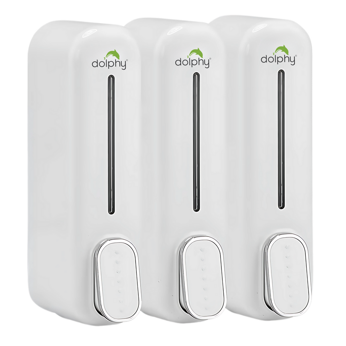 Dolphy multi compatible abs wall mount soap dispenser 300ml (pack of 3)- white