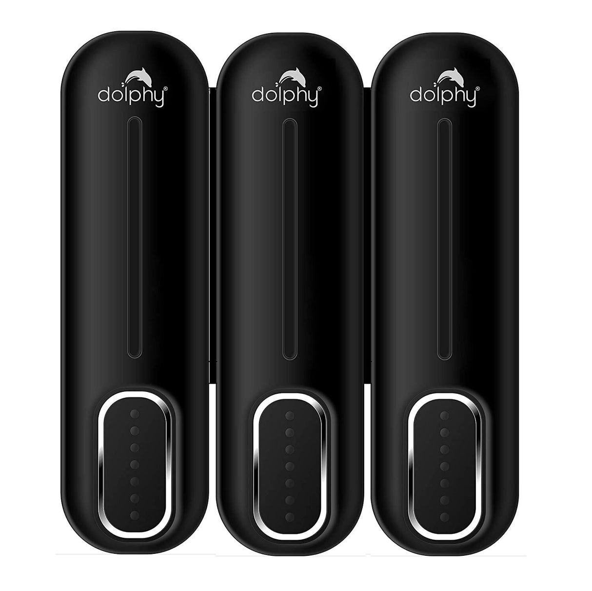 Dolphy multi compatible abs wall mount soap dispenser 300ml (pack of 3) - black