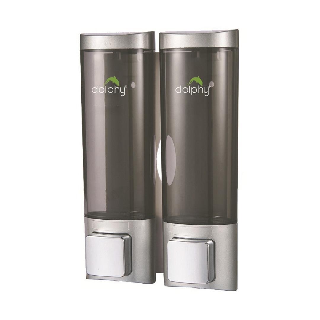 Dolphy manual transparent abs soap dispenser 200ml (pack of 2) - transparent