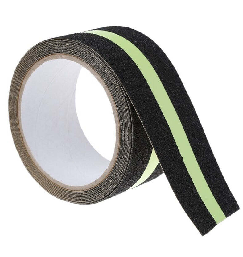 Dolphy anti skid tape - black with glow in the dark stripe, 50mm x 18m, chemical & water resistant, indoor/outdoor use