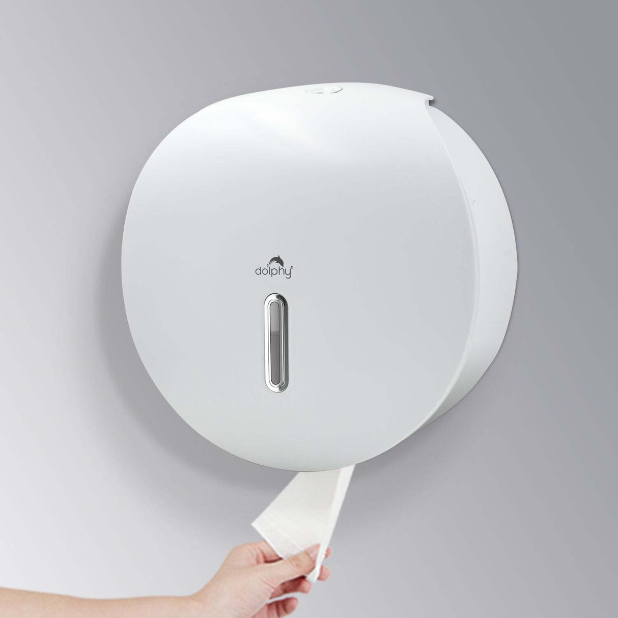 Dolphy plaza lockable jumbo durable abs toilet roll dispenser - white