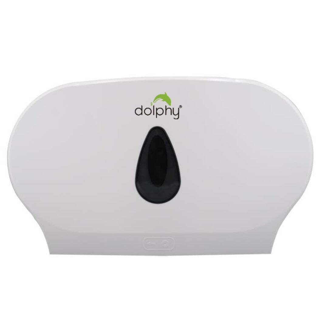 Dolphy twin lockable abs jumbo toilet roll dispenser - white