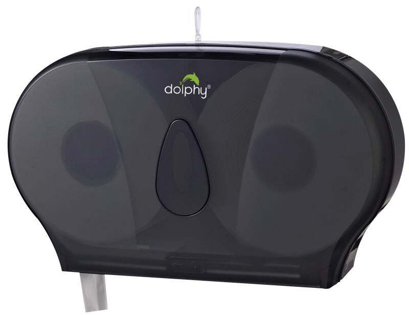 Dolphy twin jumbo abs toilet roll dispenser - black