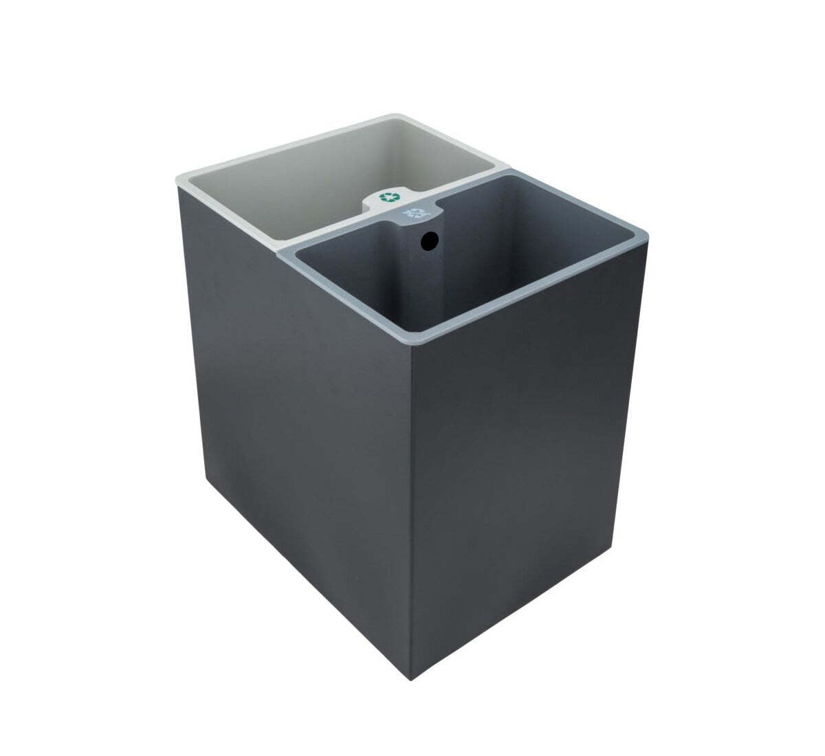Dolphy metal and abs rectangle room dustbin with two container 14l - black