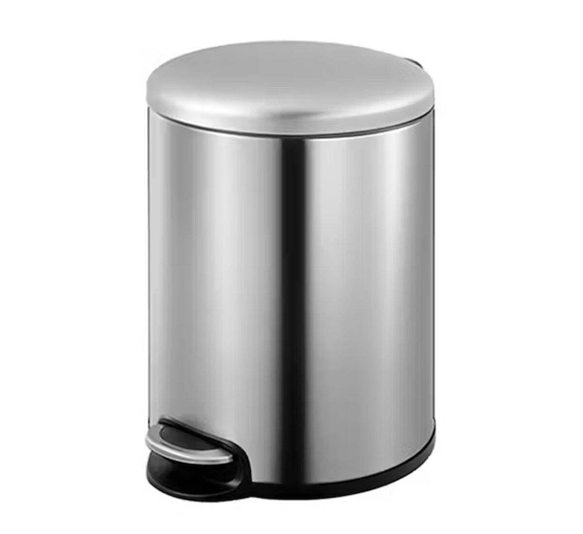 Dolphy stainless steel round bin with foot pedal 5l - silver