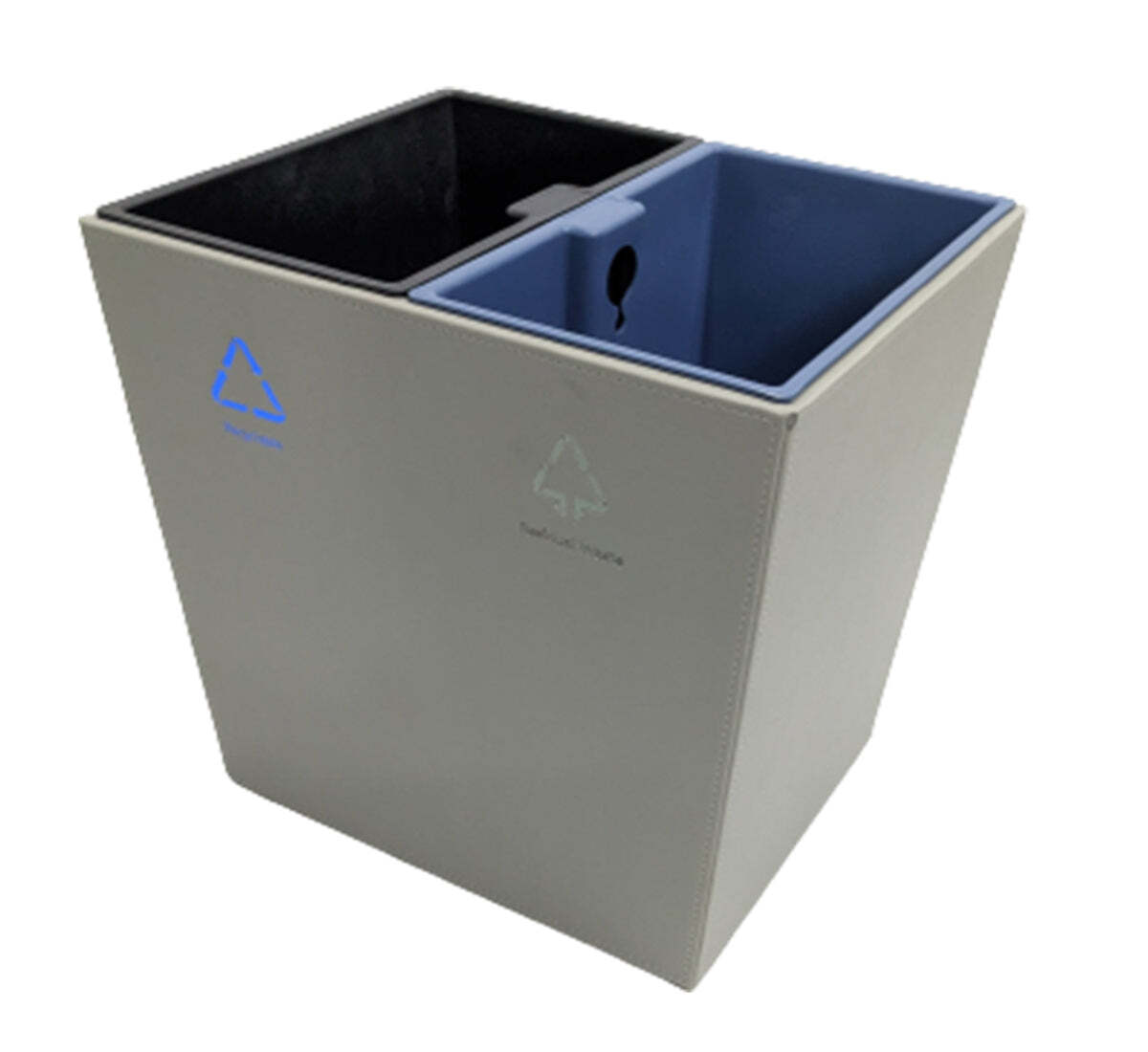 Dolphy premium leather and wood recycle bin 14l - grey