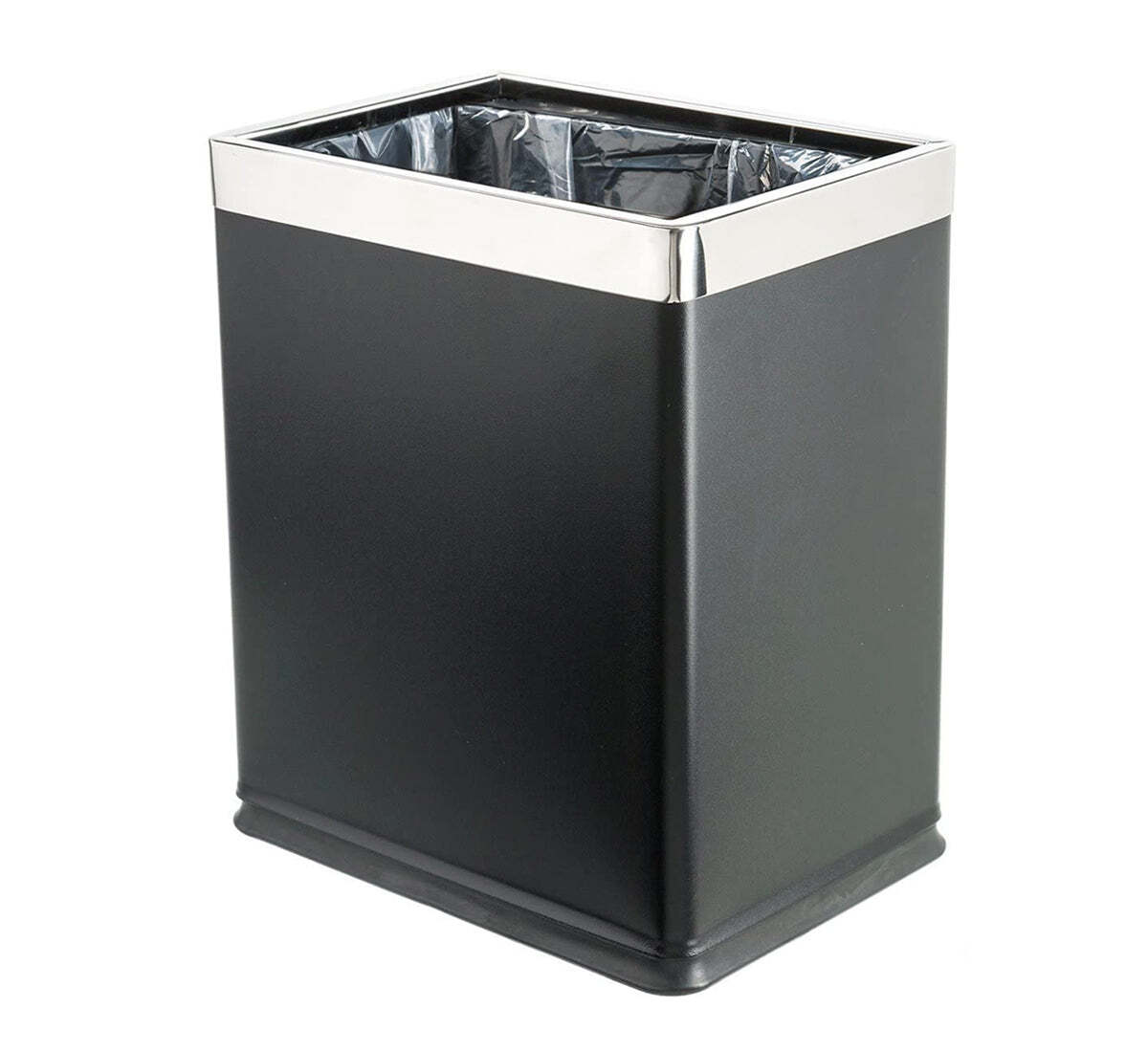 Dolphy  rectangular stainless steel dustbin 10l - black