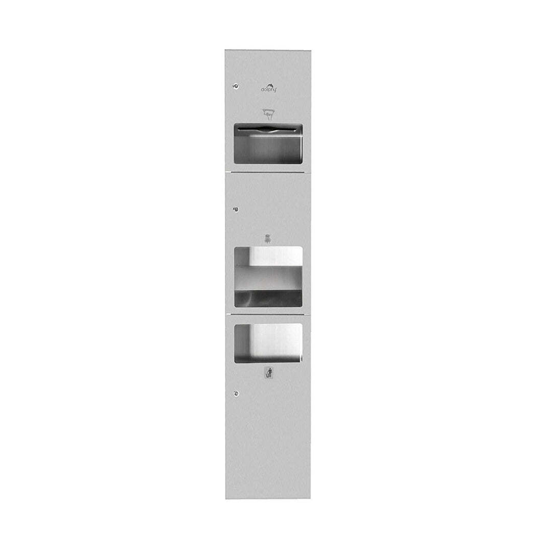 Dolphy automatic 3-in-1 washroom recessed panel stainless steel - silver