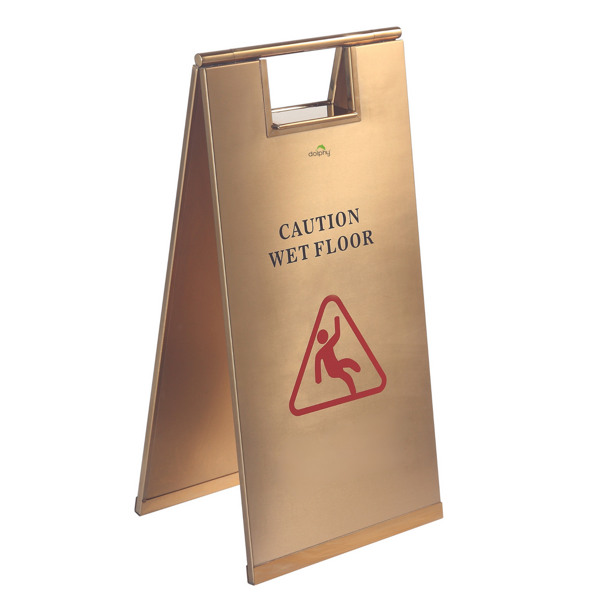 Dolphy stainless steel wet floor sign 30x28x60 cm - titanic gold