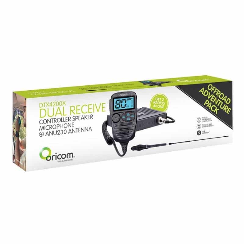 Oricom DTX4200X Dual Receive UHF CB Radio and ANU230 6.5dBi Antenna Offroad Adventure Pack