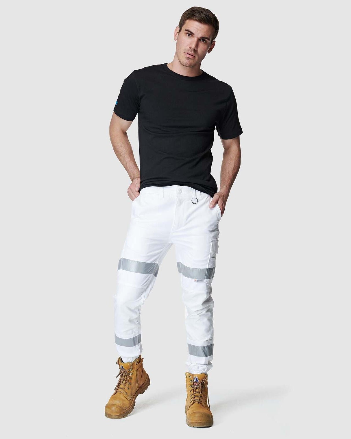 Mens Reflective Cuffed Pant White