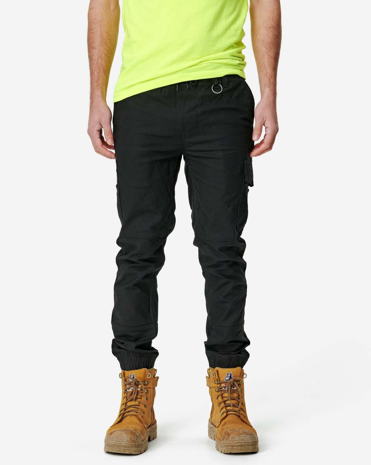 Mens Cuffed Elastic Waist Pant Black