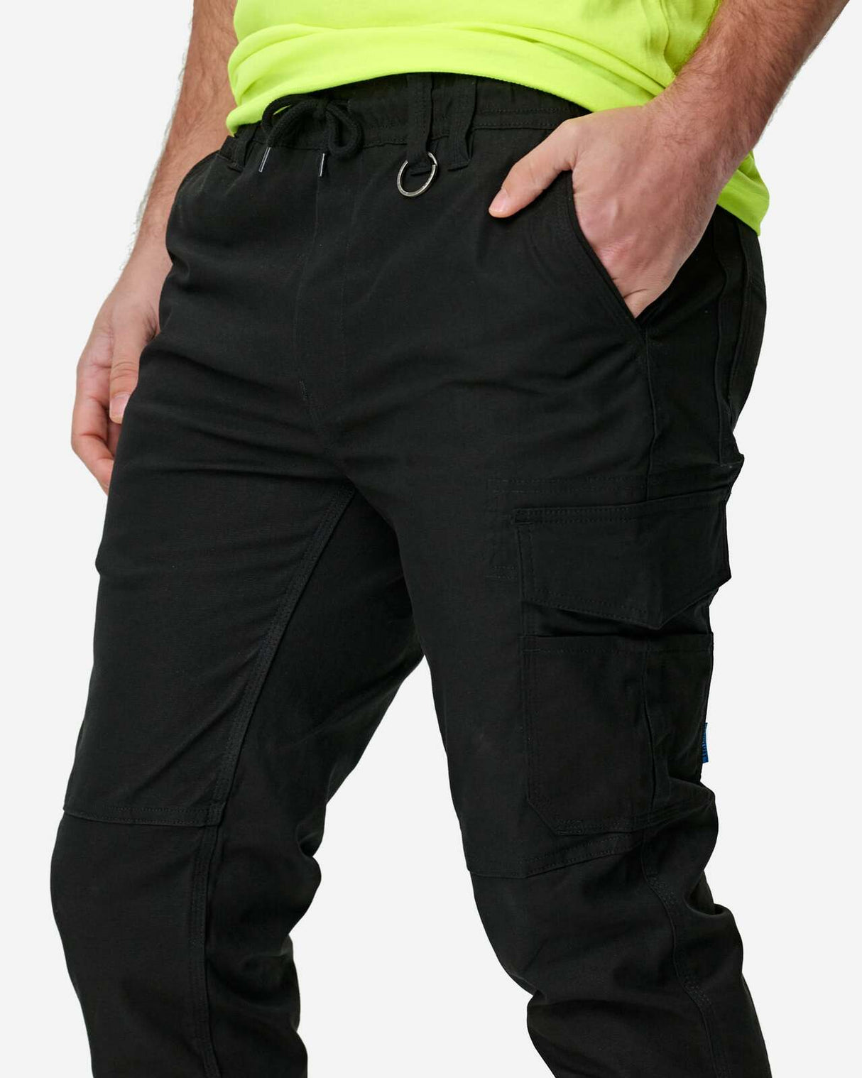 Mens Cuffed Elastic Waist Pant Black