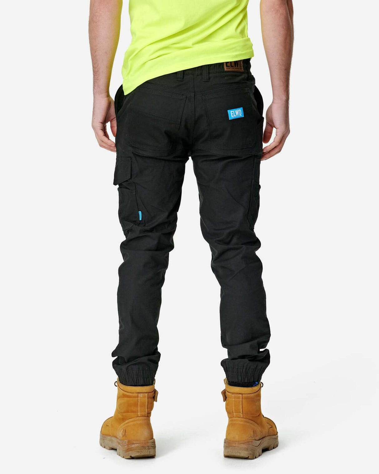 Mens Cuffed Elastic Waist Pant Black