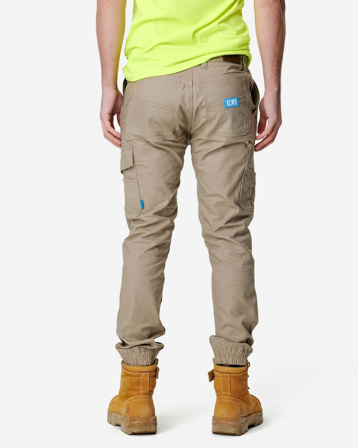 Mens Cuffed Elastic Waist Pant Stone