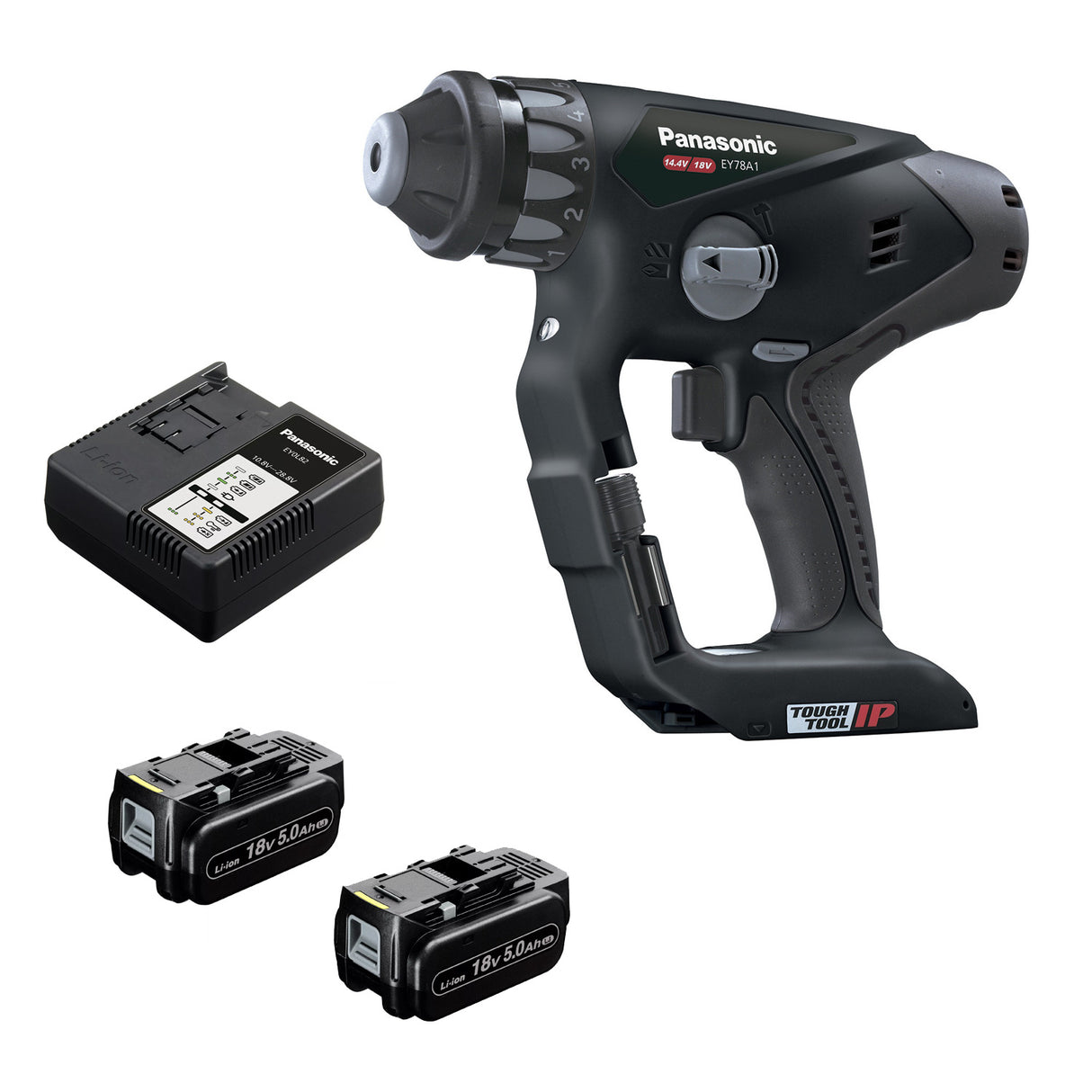 Panasonic 14.4V/18V Dual Voltage Rotary Hammer Drill & Driver 5.0ah Set EY78A1LJ2G57