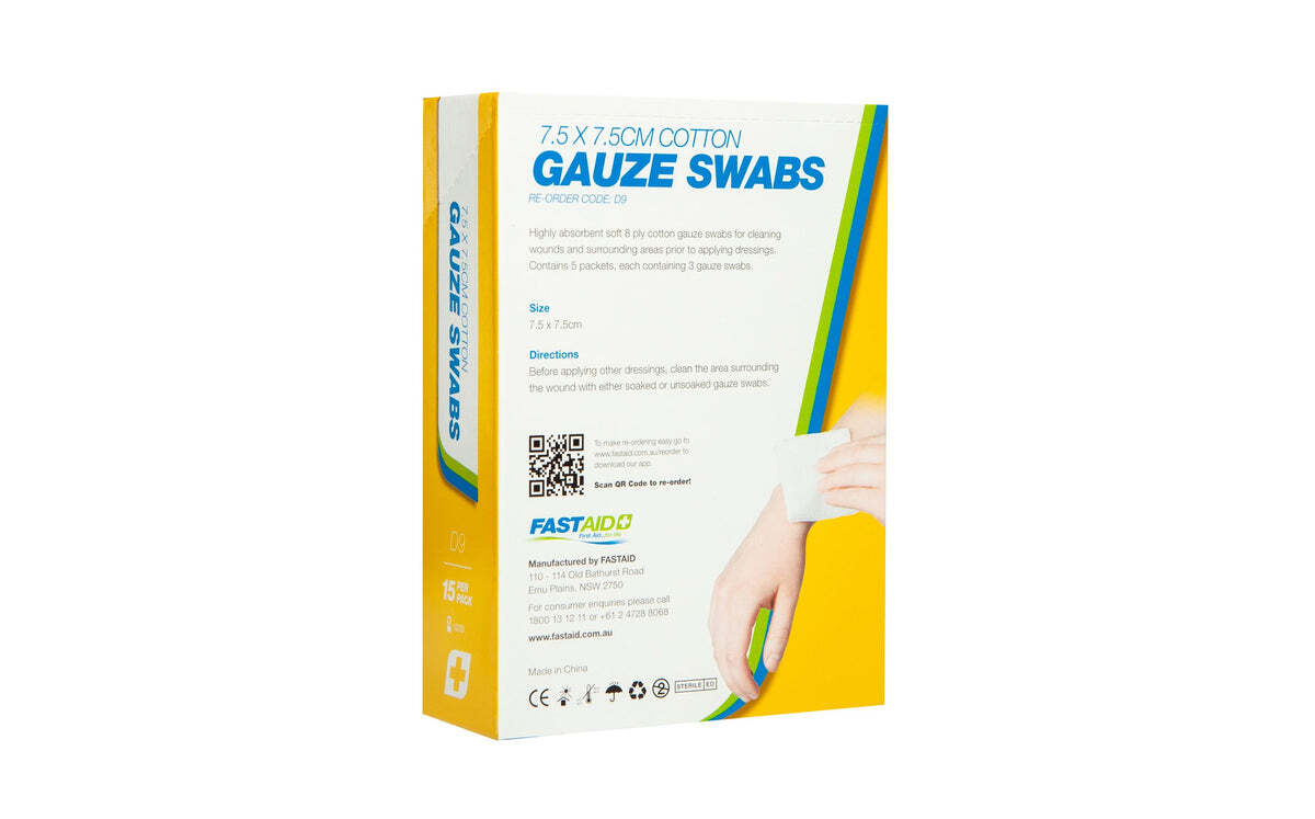 D9 Gauze Swabs 7.5 x 7.5cm 5's 3pk