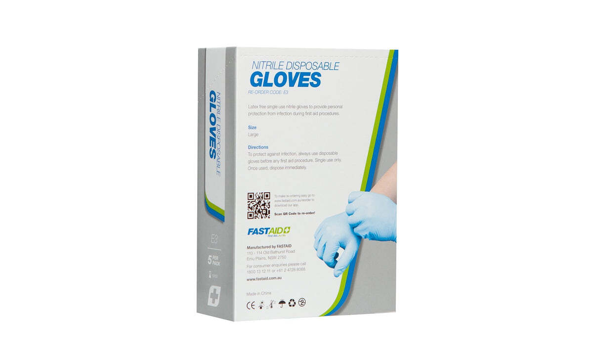E3 Nitrile Disposable Gloves Large Pairs 5pk