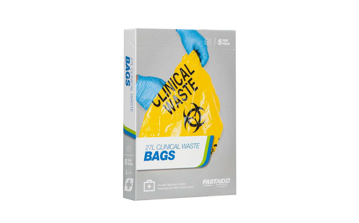 E5 Clinical Waste Bags 27L 5pk