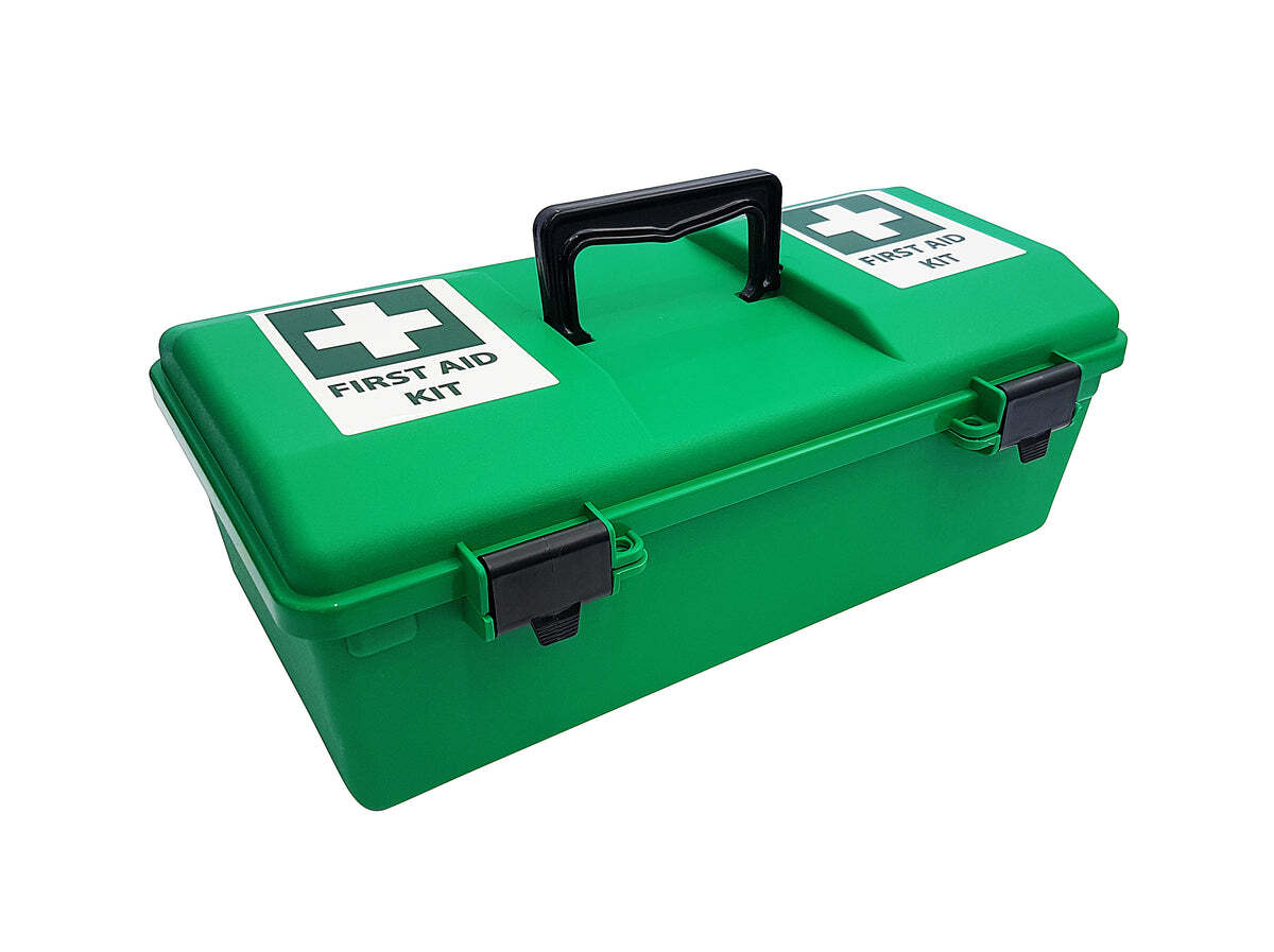 Plastic First Aid Box 1 Tray Large Green Empty