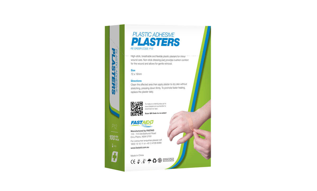 P12 Adhesive Plasters Plastic 72 x 19mm 100pk
