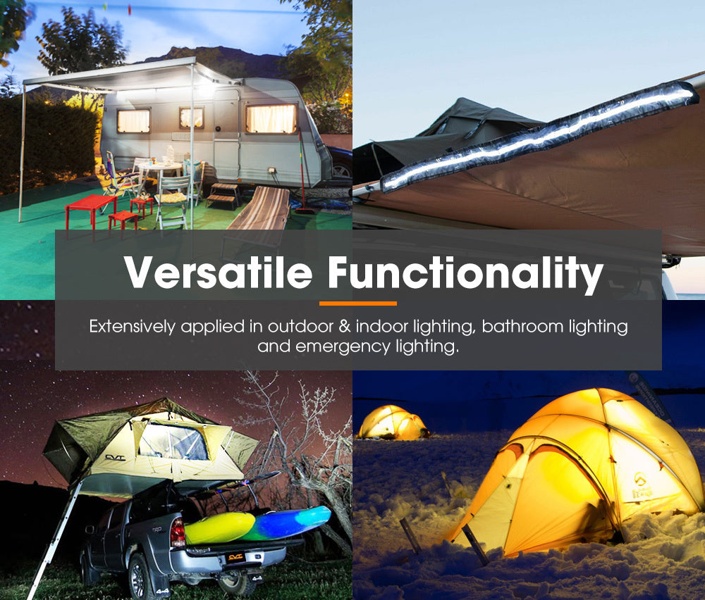 LIGHTFOX 12V 1.3M LED Camping Light Flexible 2835 SMD Strip Caravan Boat Waterproof Amber