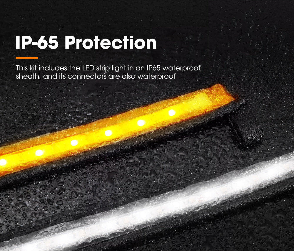 LIGHTFOX 12V 1.3M LED Camping Light Flexible 2835 SMD Strip Caravan Boat Waterproof Amber