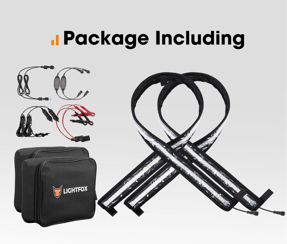 LIGHTFOX 2X 12V 1.3M LED Camping Light Flexible 2835 SMD Strip Caravan Boat Waterproof Amber