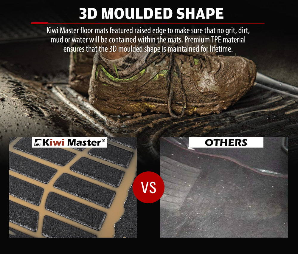 KIWI MASTER 3D TPE Car Floor Mats Liner Fit Mitsubishi Triton MQ 2015-2018