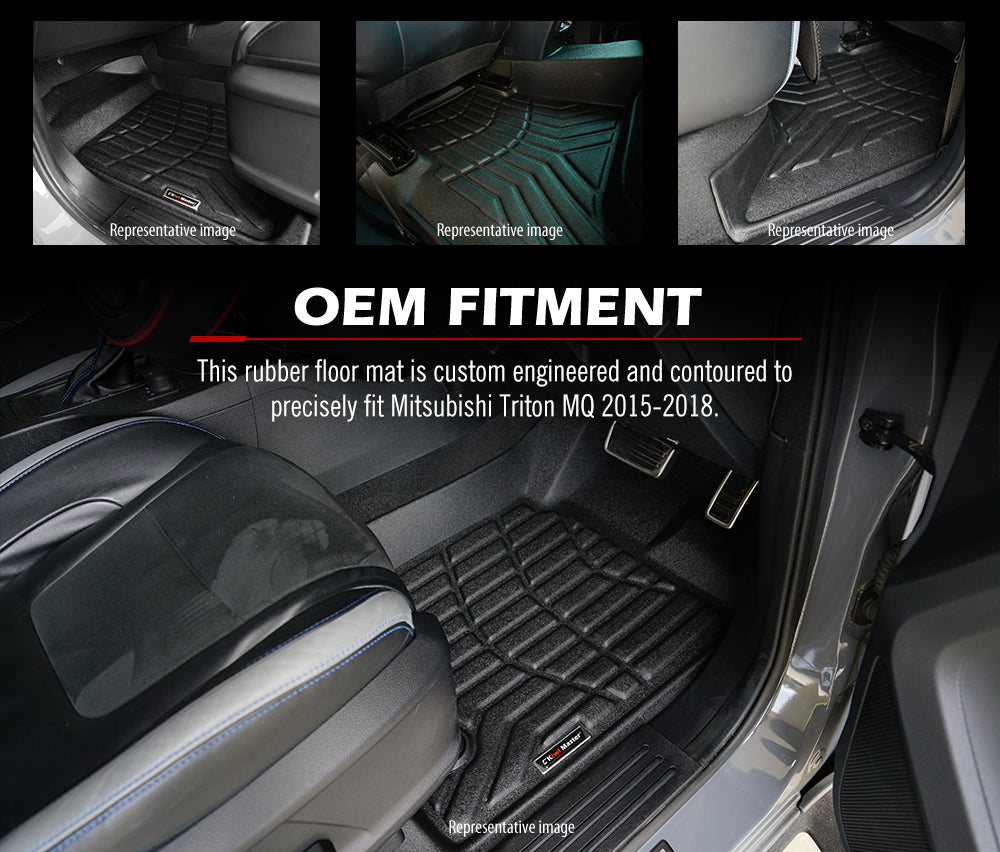 KIWI MASTER 3D TPE Car Floor Mats Liner Fit Mitsubishi Triton MQ 2015-2018