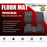 KIWI MASTER 3D TPE Car Floor Mats Liner Fit Toyota Hilux Dual Cab Auto 2016-ON