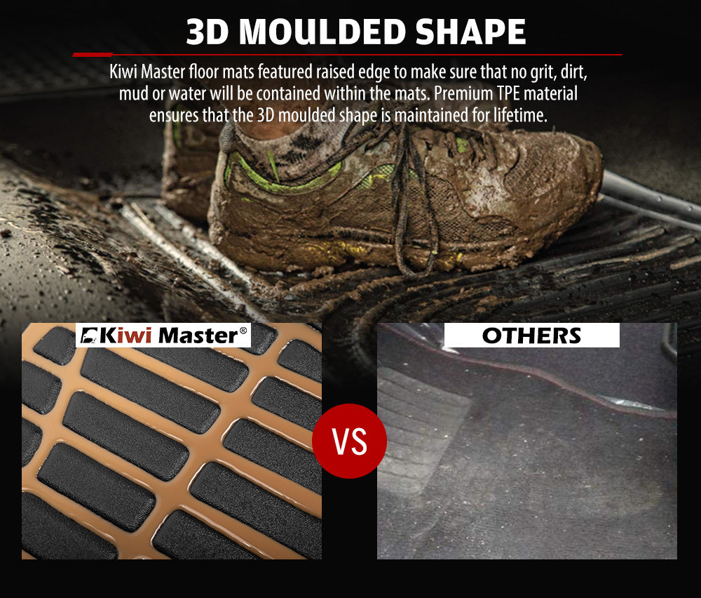 KIWI MASTER 3D TPE Car Floor Mats Liner Fit Holden Colorado Dual Cab 2012-2020