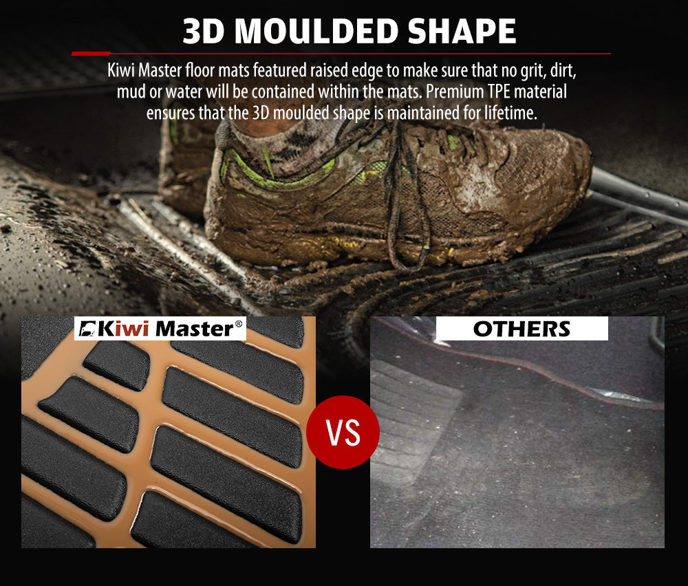 KIWI MASTER 3D TPE Car Floor Mats Liner Fit ISUZU D-MAX DMAX Dual Cab MY 2012~2020 JULY
