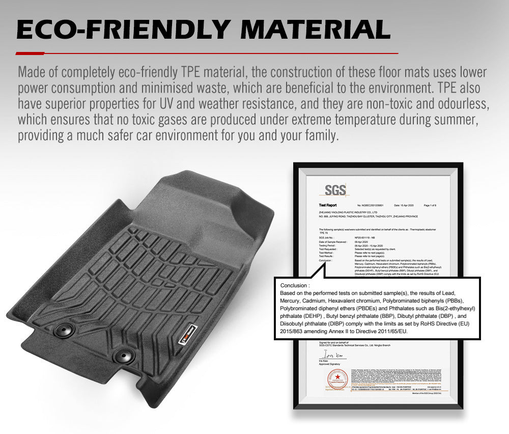 KIWI MASTER 3D TPE Car Floor Mats Liner for Isuzu MUX MU-X 2013-2020