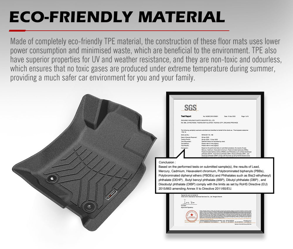 KIWI MASTER 3D TPE Car Floor Mats for Toyota Landcruiser Prado 150 MYÂ 2013-Current Automatic Transmission Models ONLY